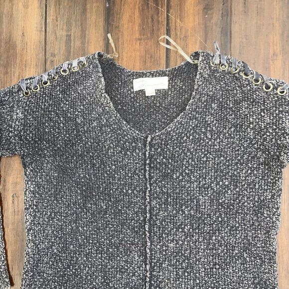 VINTAGE HAVANA Grey Hanky Hem Ribbed Sweater Size S - Picture 4 of 5